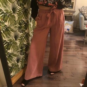 Rose pleated wide-leg trousers